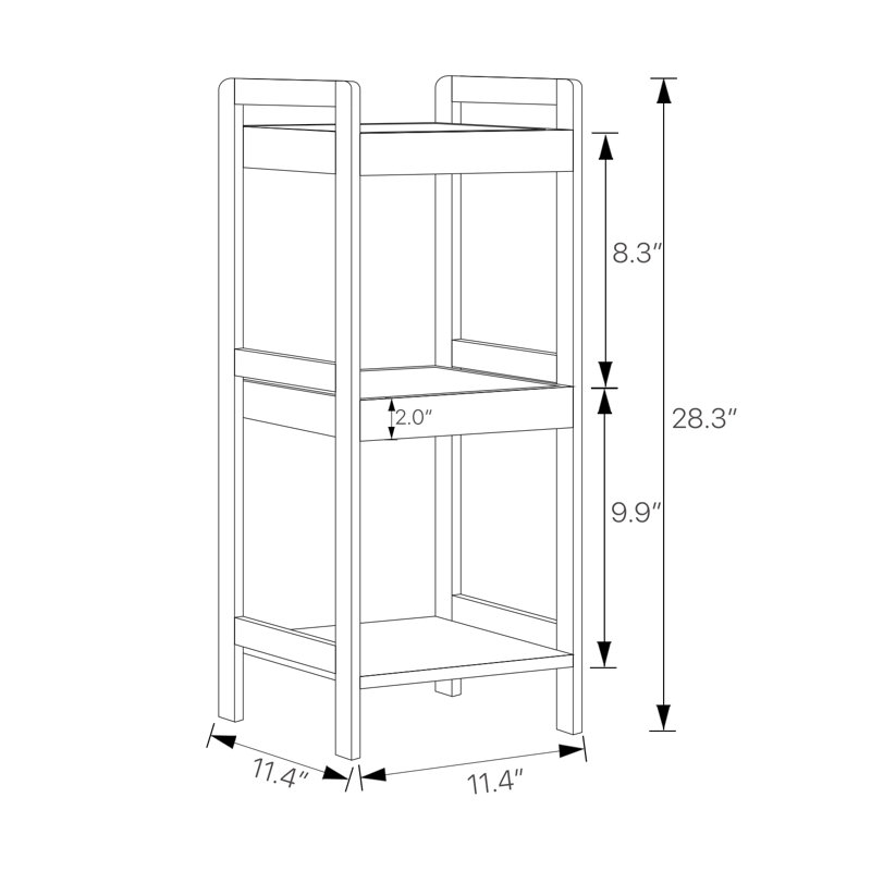 Wade Logan® Lukachukai 3 Tiers Bamboo Bookshelf, Modern Bookcase